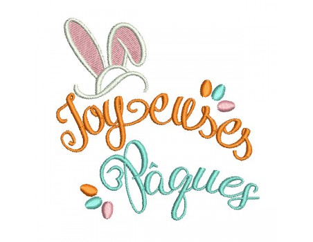machine embroidery design   french text happy easter