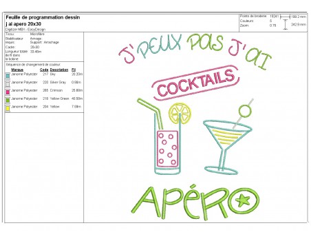 machine  Embroidery design  i can not  aperitif