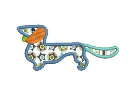 machine embroidery design applique dachshund