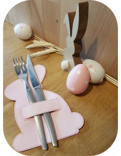 motif de broderie machine  porte couverts lapin ITH