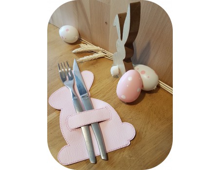 machine  embroidery design  rabbit cutlery holder ITH