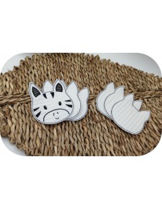 machine embroidery design ith reusable zebra head cotton wipes