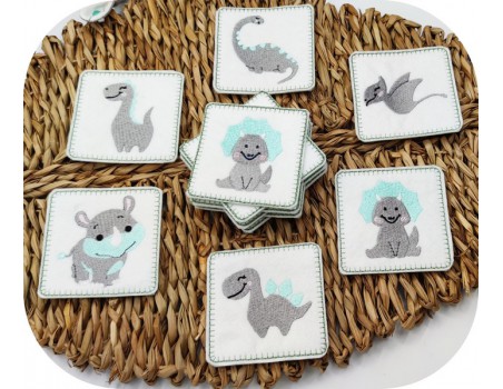 Motif de broderie machine memory  petits dinosaures ITH