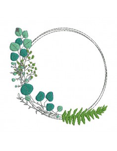 machine embroidery design eucalyptus wreath