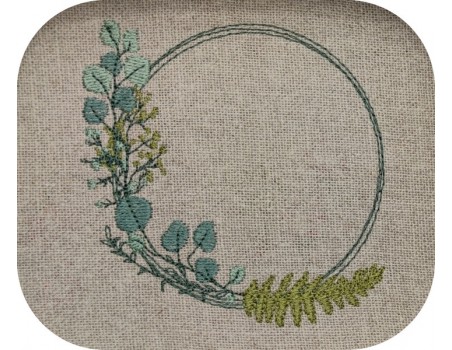 Motif de broderie machine couronne feuillage eucalyptus