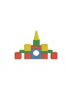 Motif de broderie chateau cube en bois
