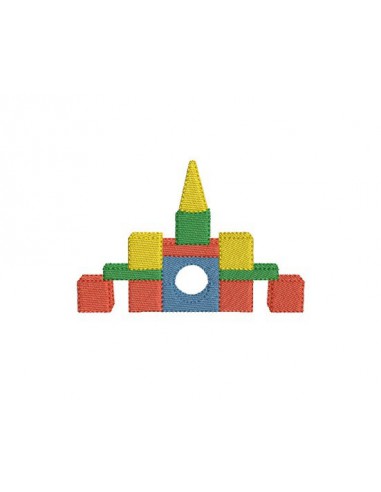 Motif de broderie chateau cube en bois