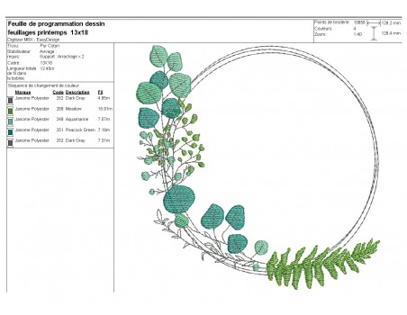 machine embroidery design eucalyptus wreath