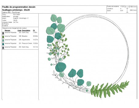 machine embroidery design eucalyptus wreath