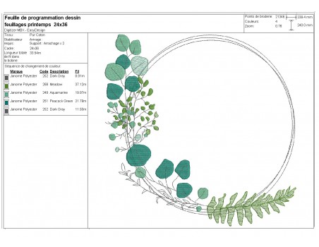 machine embroidery design eucalyptus wreath