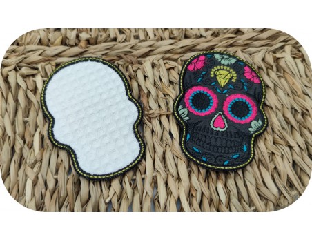 machine embroidery design ith skull makeup remover