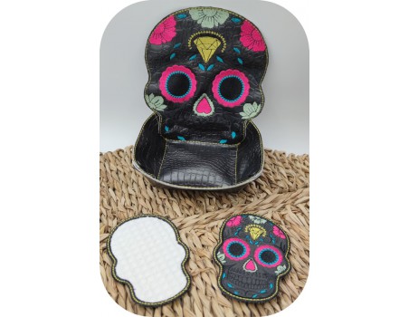 machine embroidery design ith skull makeup remover