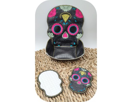 machine embroidery design ith skull makeup remover