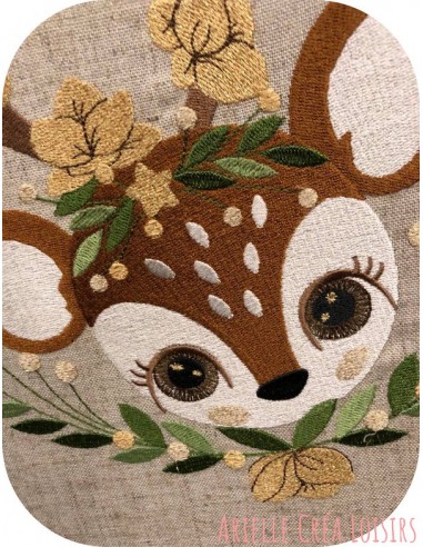 Machine carolrdavisr design fawn with flowers Machine carolrdavisr design fawn with flowers
