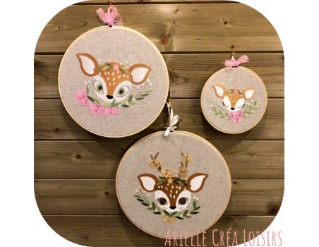 machine embroidery design fawn with flowers