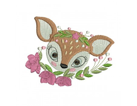 machine embroidery design doe with its flowers