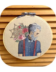 machine embroidery design Trendy man rippled