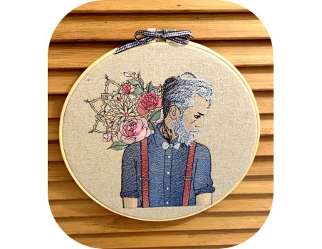 machine embroidery design Trendy man rippled