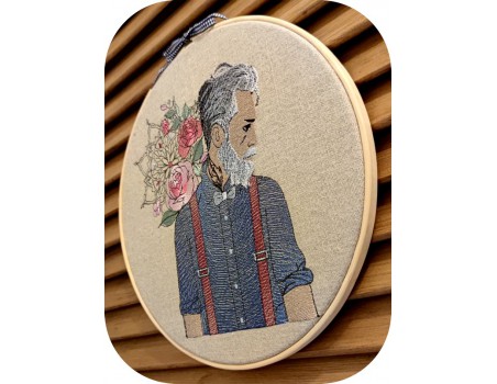 machine embroidery design Trendy man rippled