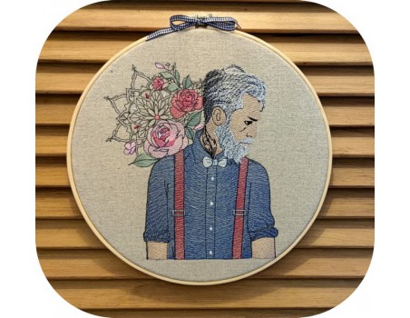 machine embroidery design Trendy man rippled
