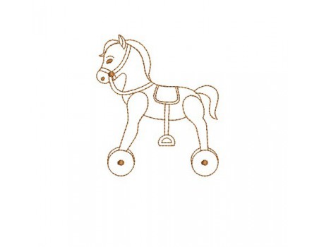 Motif de broderie redwork cheval a roulettes