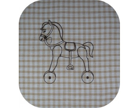 Motif de broderie redwork cheval a roulettes