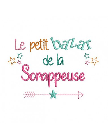 Motif de broderie texte bazar de la scrappeuse