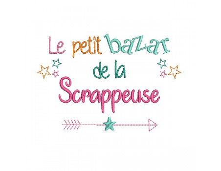 Motif de broderie texte bazar de la scrappeuse