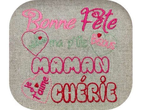 Motif de broderie machine bonne fête maman chérie