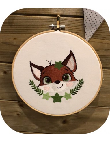 machine embroidery design fox with star