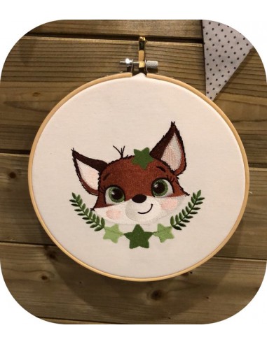 Motif de broderie machine renard étoiles