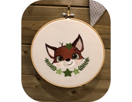 machine embroidery design fox with star