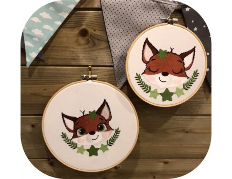 machine embroidery design fox with star