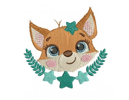 machine embroidery design fox with star