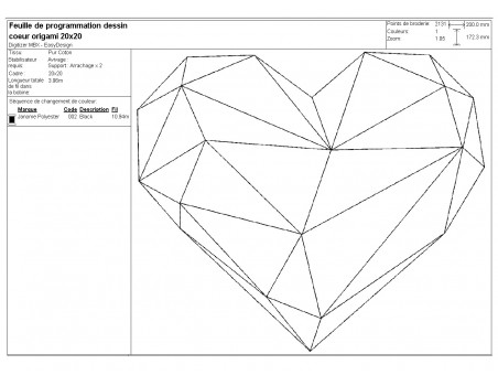 machine embroidery design origami heart