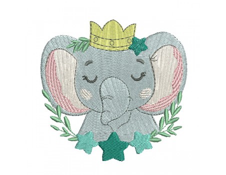 machine embroidery design sleeping elephant  with star