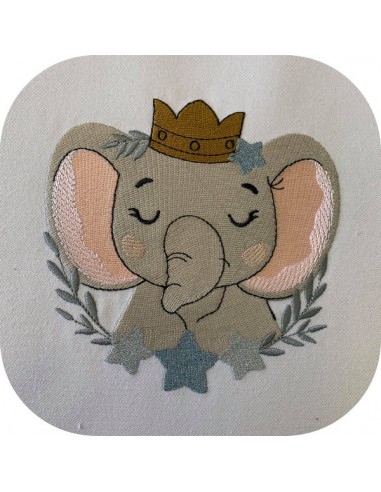 machine embroidery design sleeping elephant  with star