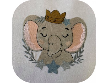 machine embroidery design sleeping elephant  with star