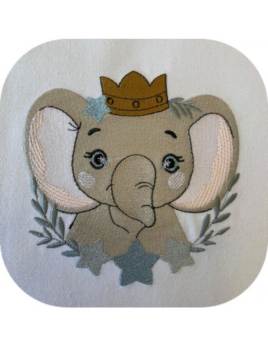 machine embroidery design elephant with star