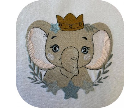 machine embroidery design elephant with star