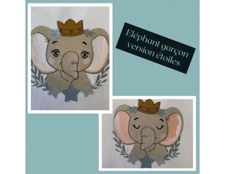 machine embroidery design elephant with star