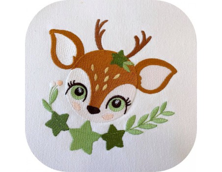 machine embroidery design small wood fawn with star