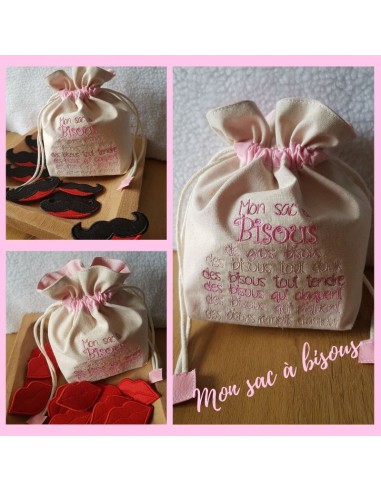 Motif de broderie machine  texte mon sac à bisous