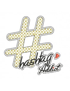 machine embroidery design hashtag addict mylar