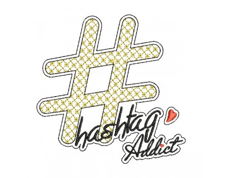 machine embroidery design hashtag addict mylar