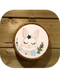 machine embroidery design sleeping rabbit with  star
