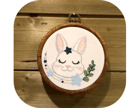 machine embroidery design sleeping rabbit with  star