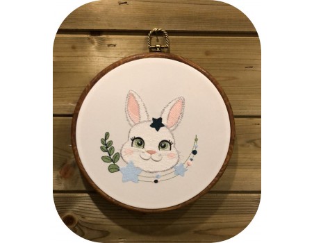 Motif de broderie machine lapin étoiles