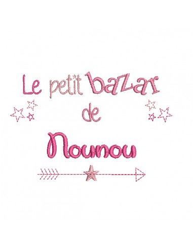 Motif de broderie texte bazar de nounou