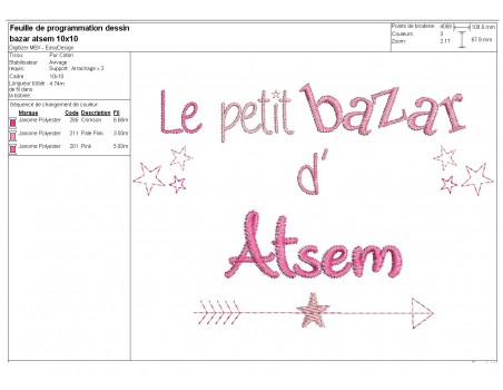 Motif de broderie texte bazar d' atsem